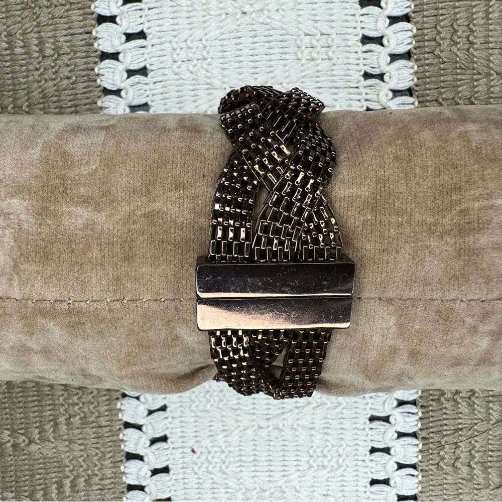 Copper Colored Shimmer Woven Bracelet with Magnetic Clasp